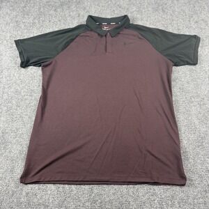 Nike Golf Polo Shirt Mens Large Red Dri-FIT Geometric‎ Performance Short Sleeve